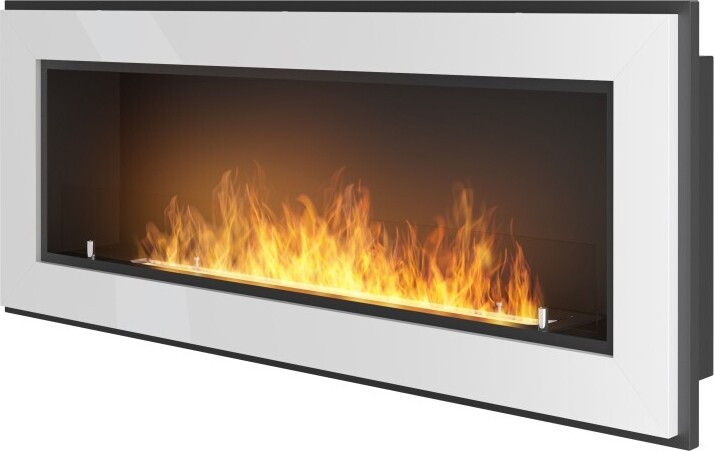 Rám 1200 SimpleFire vstavaný krb na bioetanol v bielej farbe so sklom