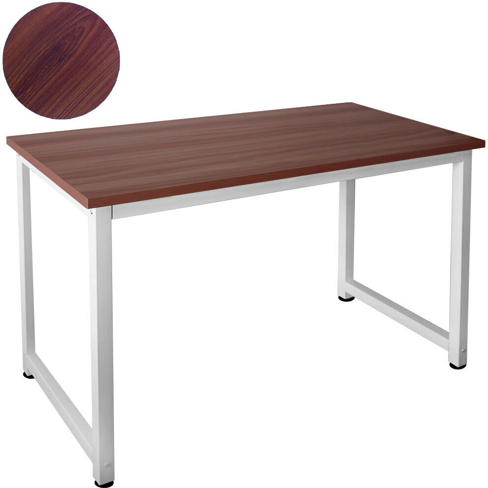 Tisch Computertisch PC Schreibtisch Bürotisch 120 x 60 cm Auswahl Kingpower, Farbe:Weiß / Teak