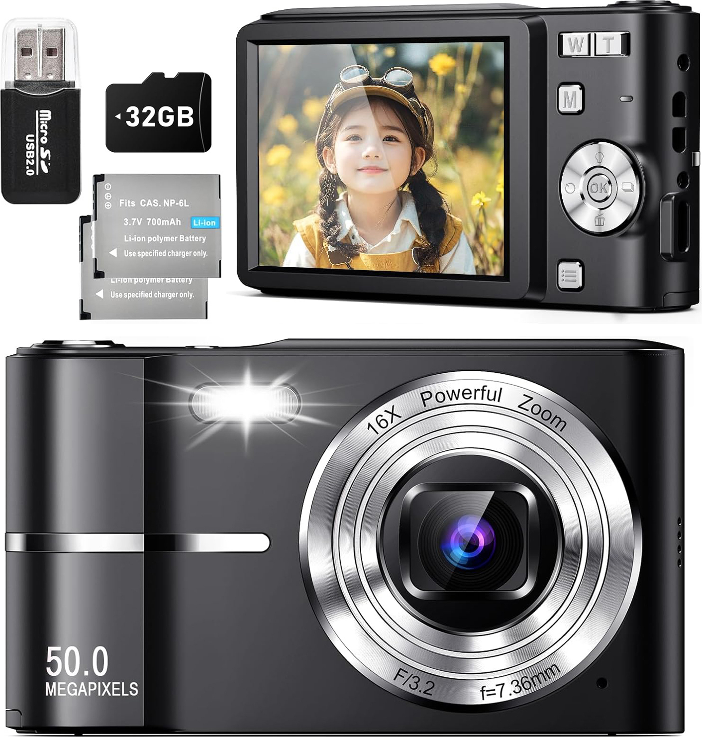 Digitalkamera Mini 1080P 58MP - Kompaktkamera Mit 32GB Karte Für Kinder