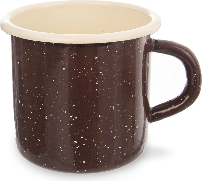 Orion Emaillie-Becher Emaille-Tasse im Retro-Stil 0,4l 8 cm braun
