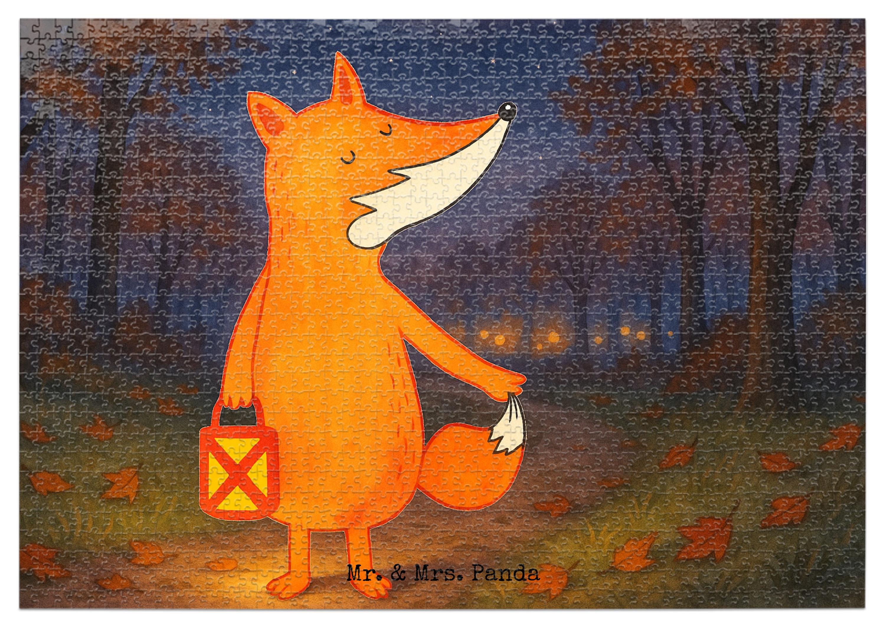 Mr. & Mrs. Panda Puzzle Fuchs Laterne Design 1500 Teile - Weiß - Geschenk, Sankt Martin, Puzzlespiel, 300, Legespiel, Laternenumzug, Selbstbewusst, 500 PD-1969001-STANDARD