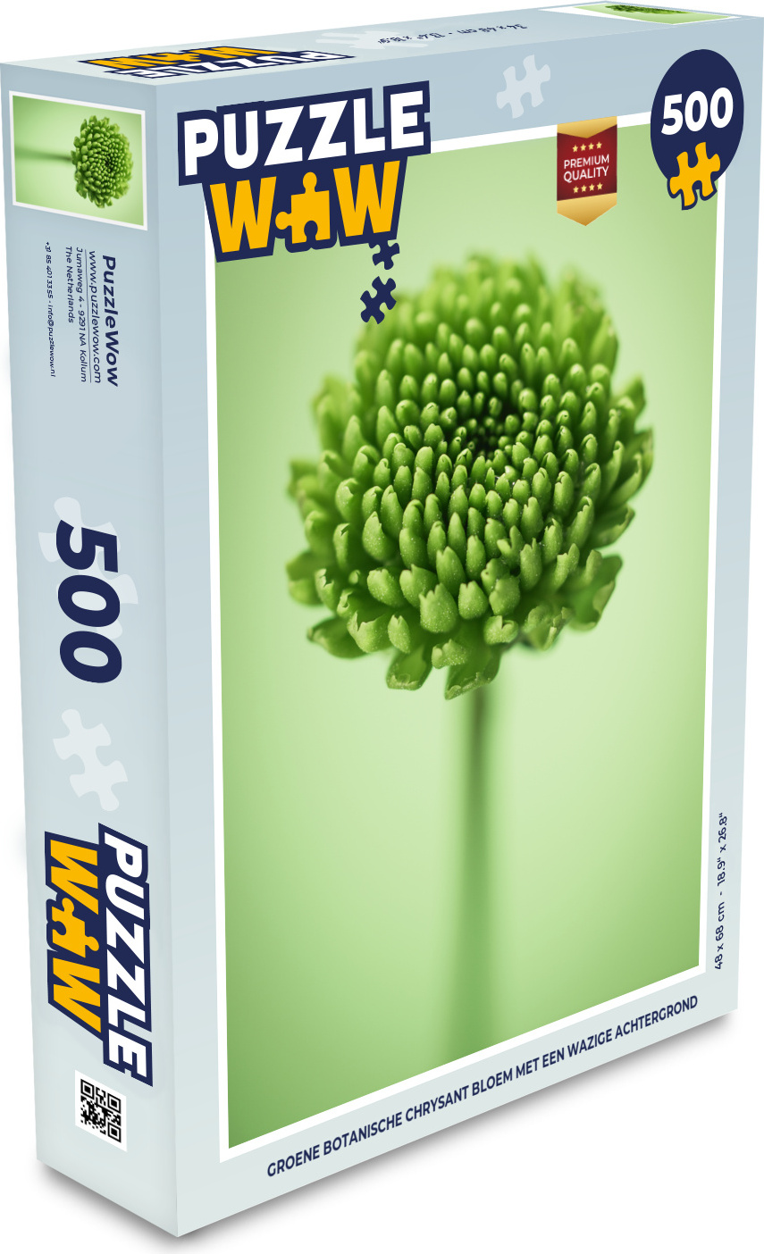 MuchoWow® Puzzle 500 Teile Grüne botanische Chrysanthemenblüte mit unscharfem Hintergrund - Denken - Spiel - Toy 137|1286983