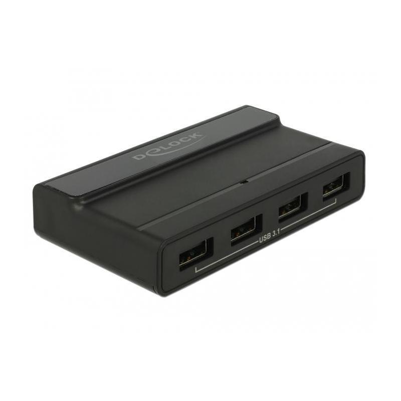 Delock Externý USB 3.1 4 portový rozbočovač s 10 Gb/s - USB 3.2 Gen 2 (3.1 Gen 2) Typ-C - USB 3.2 Gen 2 (3.1 Gen 2) Typ-A - 10000 Mb/s - Čierny - AC - 100 - 240 V