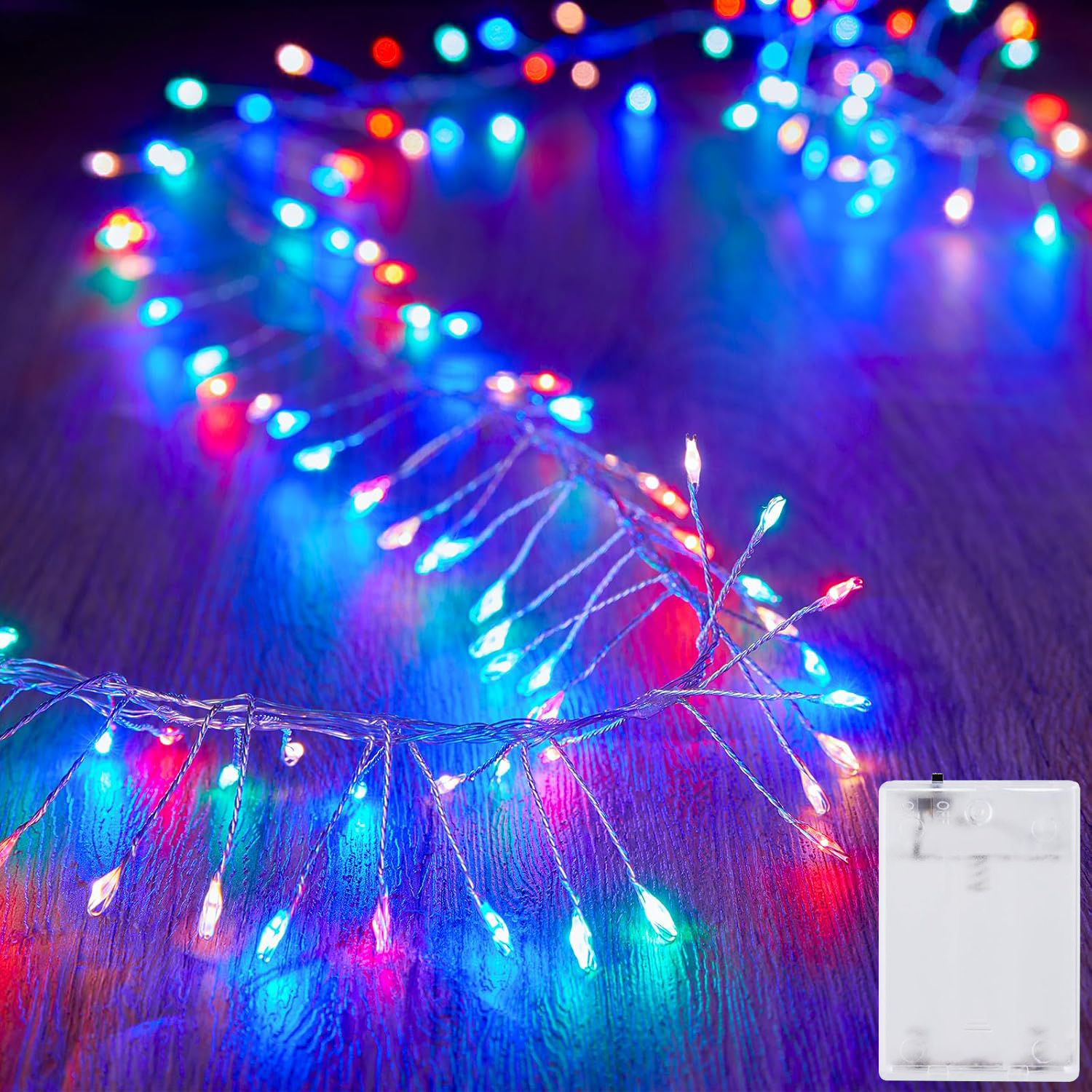 Rosikey LED Lichterkette Innen Kupferdraht 3M 120LEDs Batteriebetrieben, Weihnachtsbeleuchtung Deko für Regal Baum Treppe Fenster Balkon, Bunt