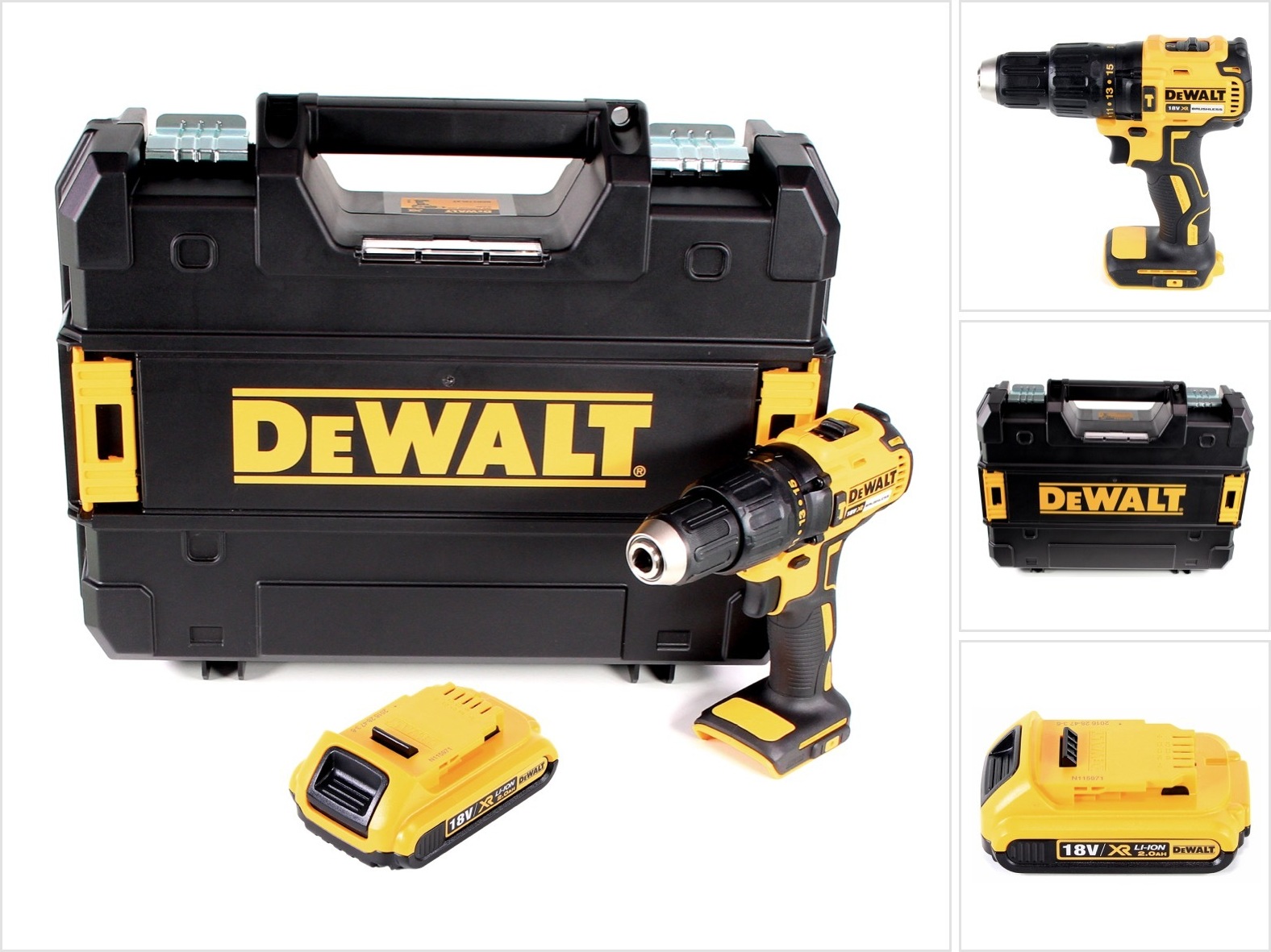 Akumulátorová príklepová vŕtačka DeWalt DCD 778 NT 18V 65Nm + 1x akumulátor 2,0Ah v krabici TSTAK - bez nabíjačky