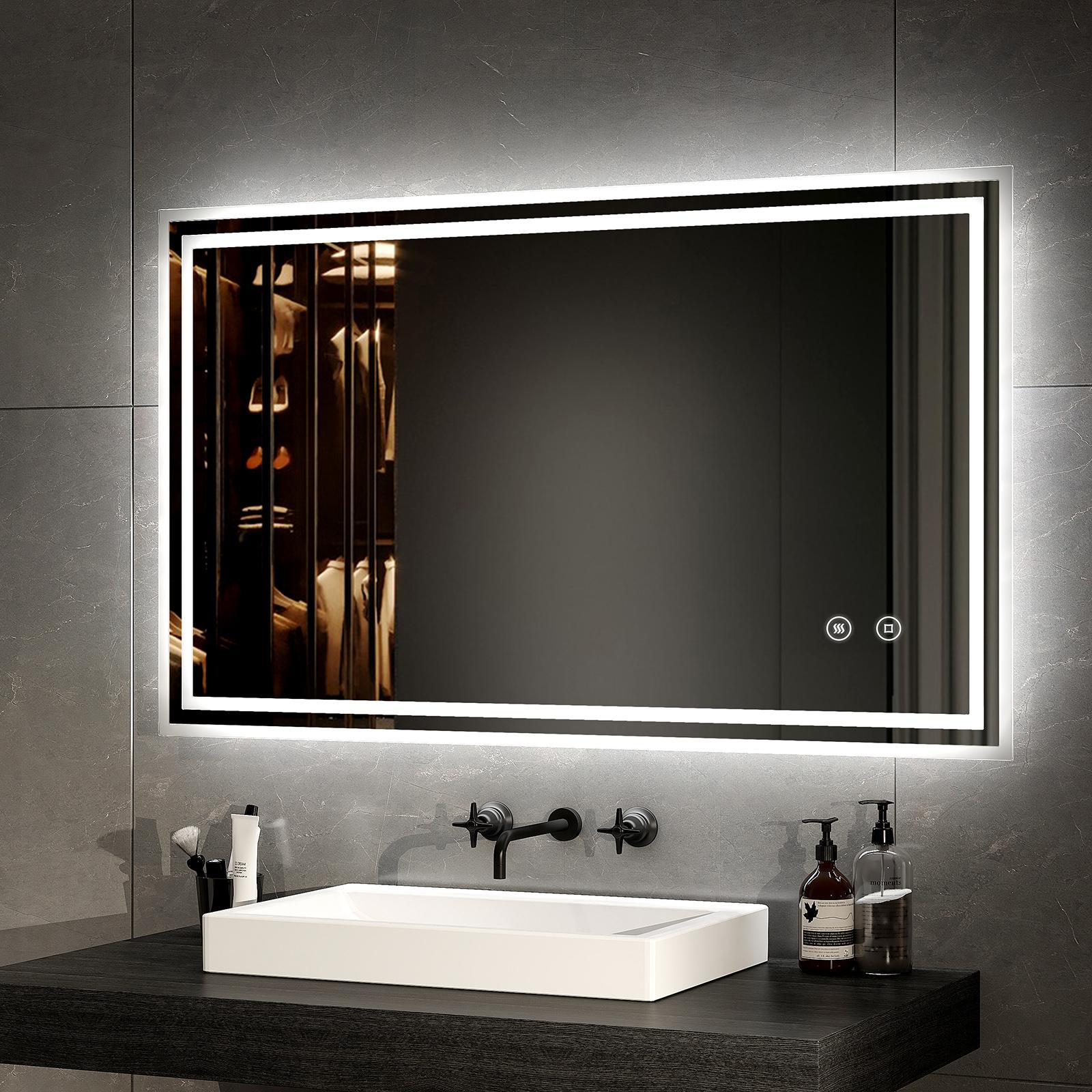 EMKE Specchio contenitore da bagno 60 × 65 × 14,5 cm – 2 ante a specchio, ripiani regolabili, nero opaco | Leroy Merlin