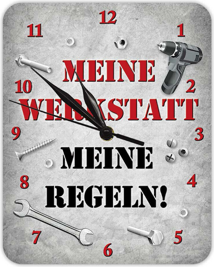 Blechwaren Fabrik Braunschweig Gmbh Meine Werkstatt Meine Regeln! - Wanduhr aus Blech 20 x 25 cm KU20