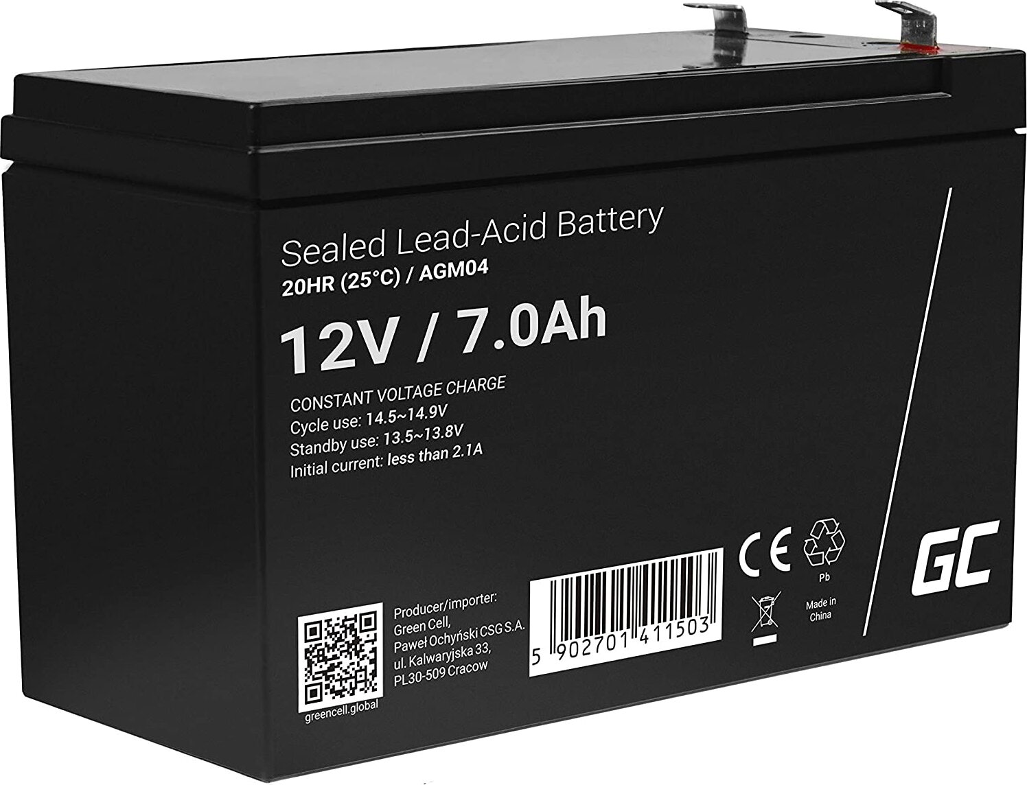 Green Cell AGM Akku Blei-akku Ladegerät Blei-Batterie USV Gelakku Ersatzakku Lead-Acid Notstrom Unbemannt Kinderauto Echolot Elektroauto USV 12V 7Ah Alarmanlage Kinder Fahrzeuge Notbeleuchtung Spielzeug Gewichte AGM04