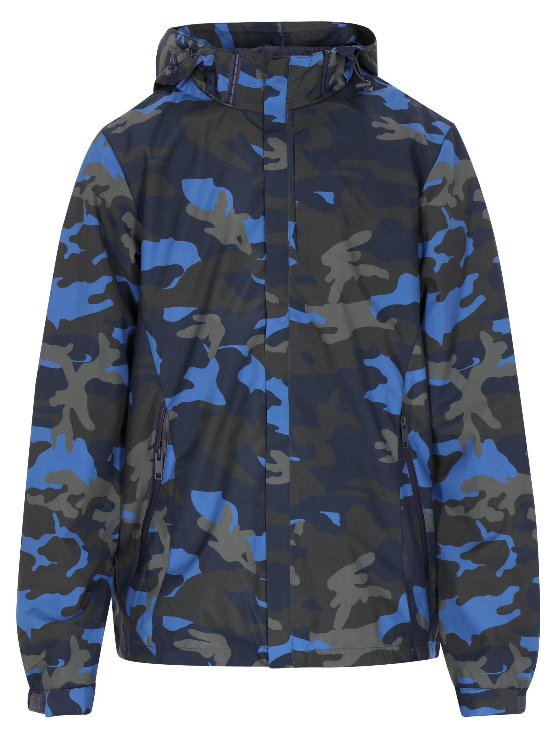 CALEY Herren Tarnmuster Jacke mit Kapuze Blau Größe S