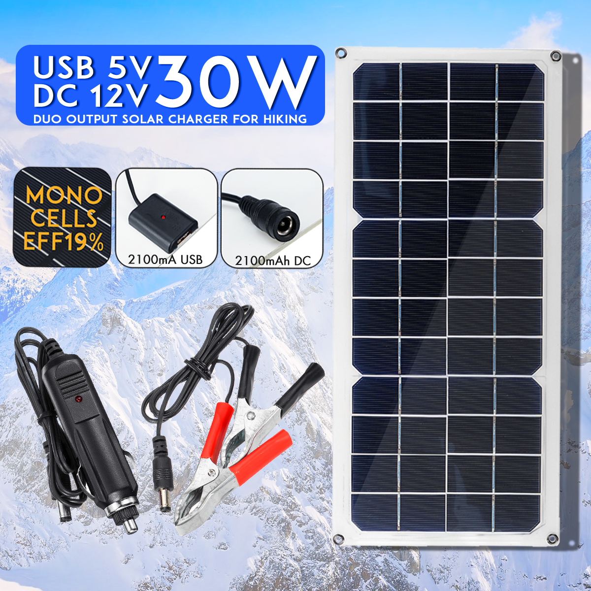 20W Solar Panel 12V zu 5V Ladegerät USB für Auto Boot Caravan Netzteil Ladegerät 