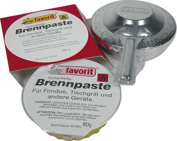 Favorit Brenner Set inkl. Brennpaste + Schale, Brenndauer 45 min, für Fondue XPS-96519