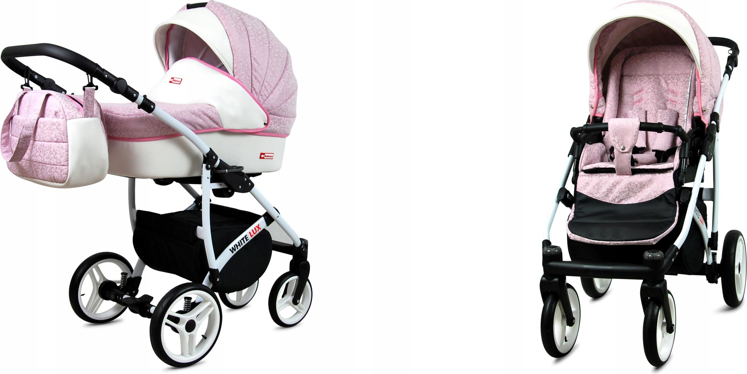 BabyLux White Lux | 2in1 Kinderwagen Set | Sweet Pink | Kombikinderwagen | Kinderwagenset | Bug