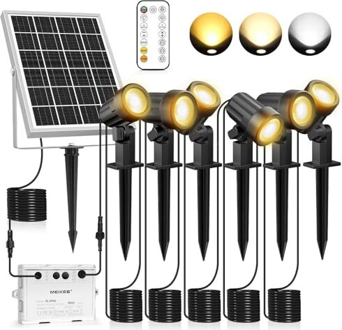 MEIKEE solárne reflektory balenie 6 diaľkové ovládanie záhradné svetlo 2700K 4000k 6000K svetlá IP66 vodotesné 3 jas časovač osvetlenie terasa trávnik stromy