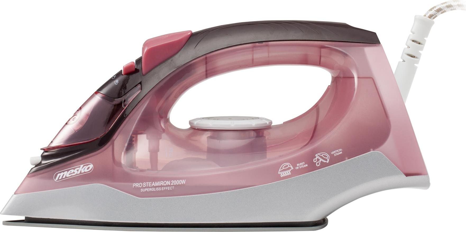 Mesko Home MS 5028 Bügeleisen Trocken- & Dampfbügeleisen Keramik-Bügelsohle 2600 W Grau, Pink, Weiß (MS 5028)
