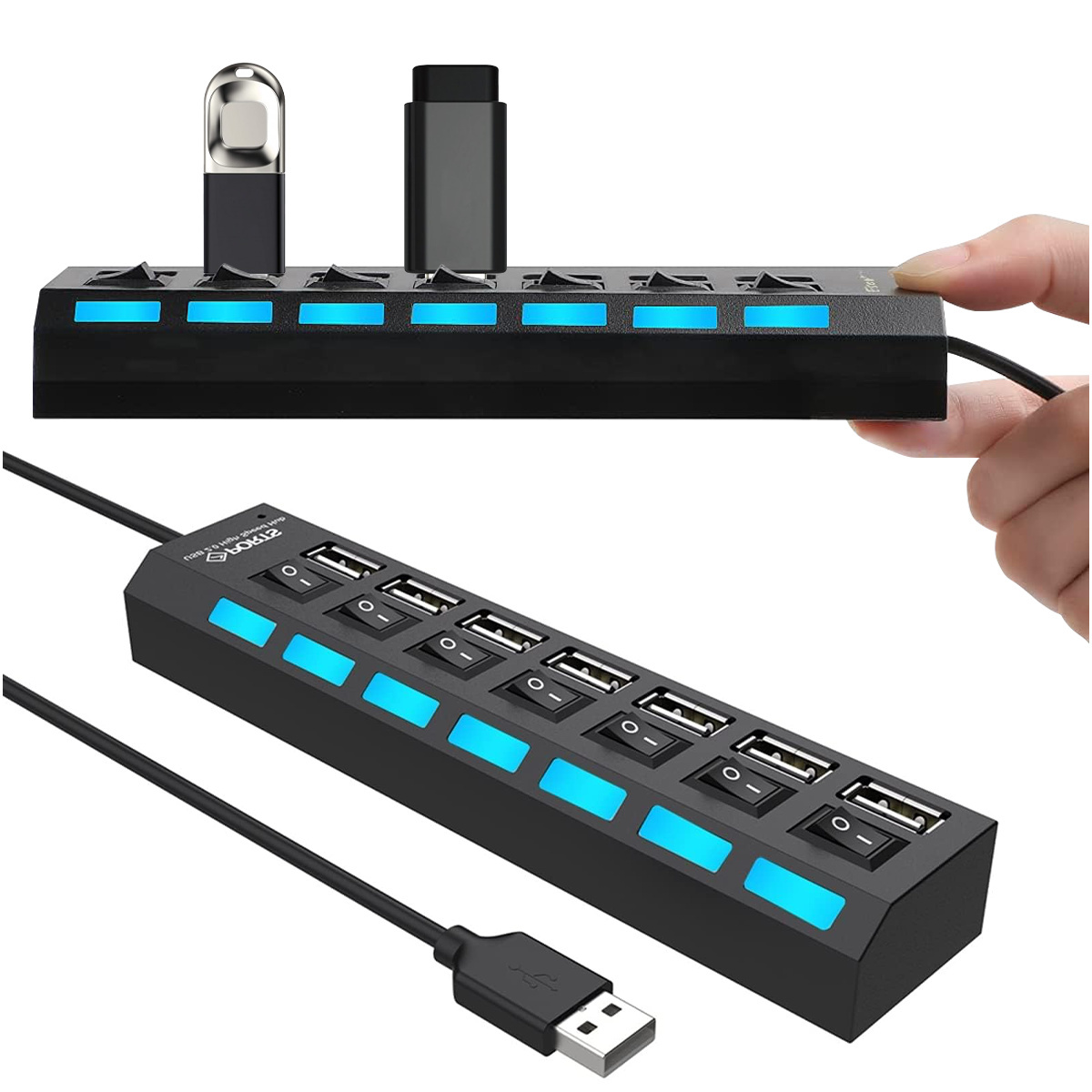 Rozbočovač Usb 7 Portov Čierna Synchronizácia