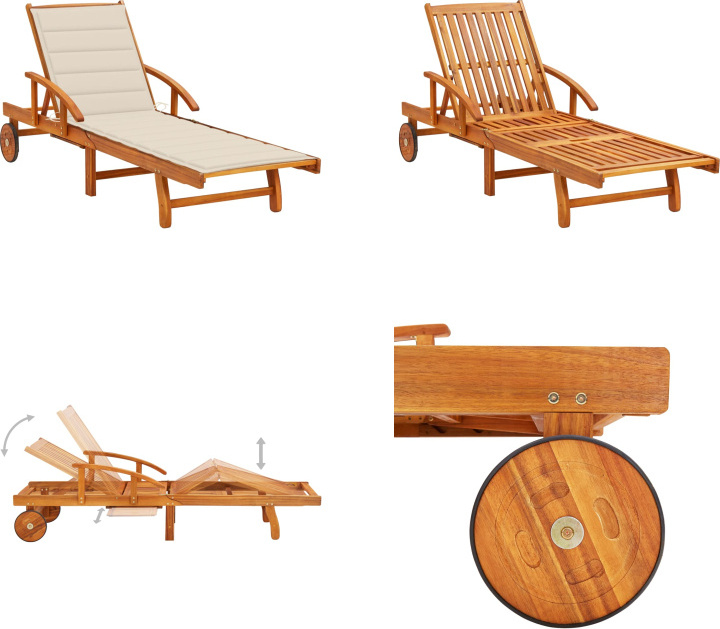 vidaXL Lehátko s opierkou Akáciové masívne drevo - Lehátko - Lehátka - Drevené ležadlo - Drevené ležadlá