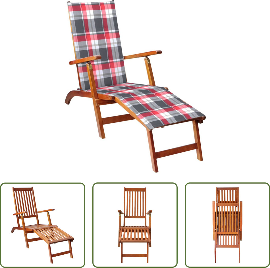 Polohovacie kreslo s podnožkou a opierkou z masívneho akáciového dreva The Living Store