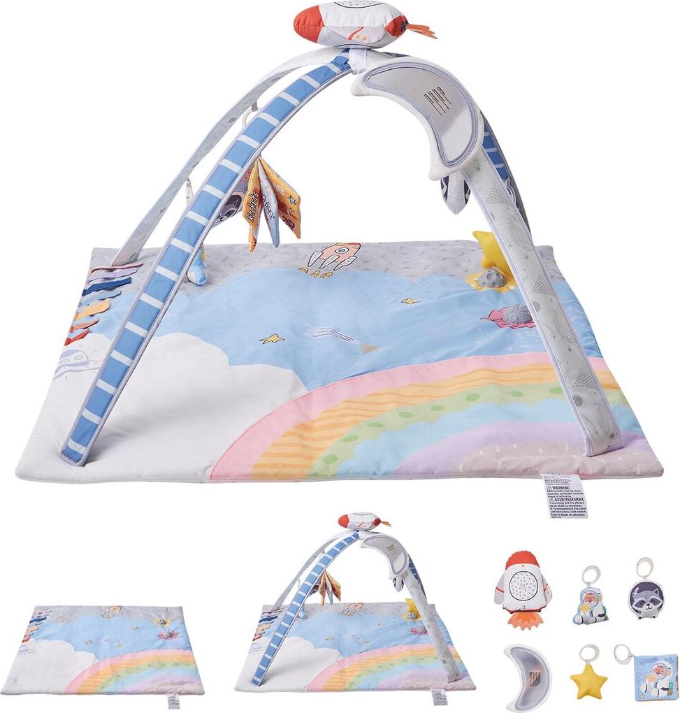 VEVOR Baby-Spielmatte für Bauchzeit mit 6 sensorischen Spielzeugen, 89 cm x 89 cm