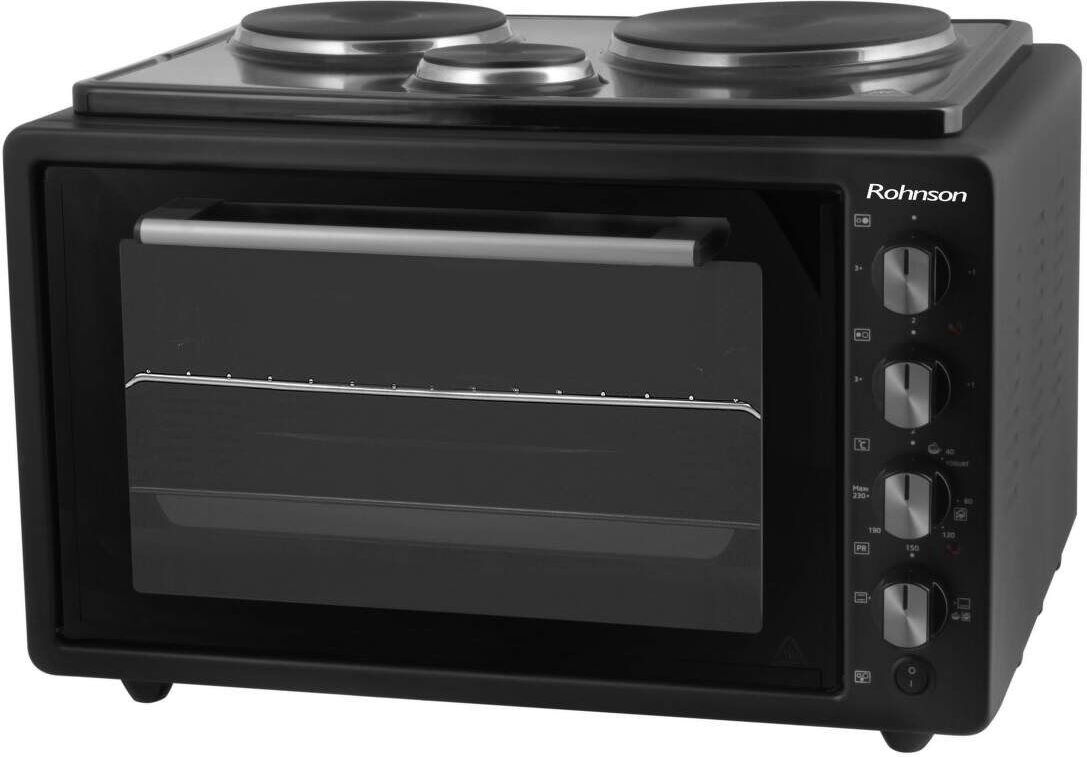 Rohnson Mini-Backofen R-2142 mit Ober-/Unterhitze, 3 Kochplatten, 4250 W, 52 cm breit