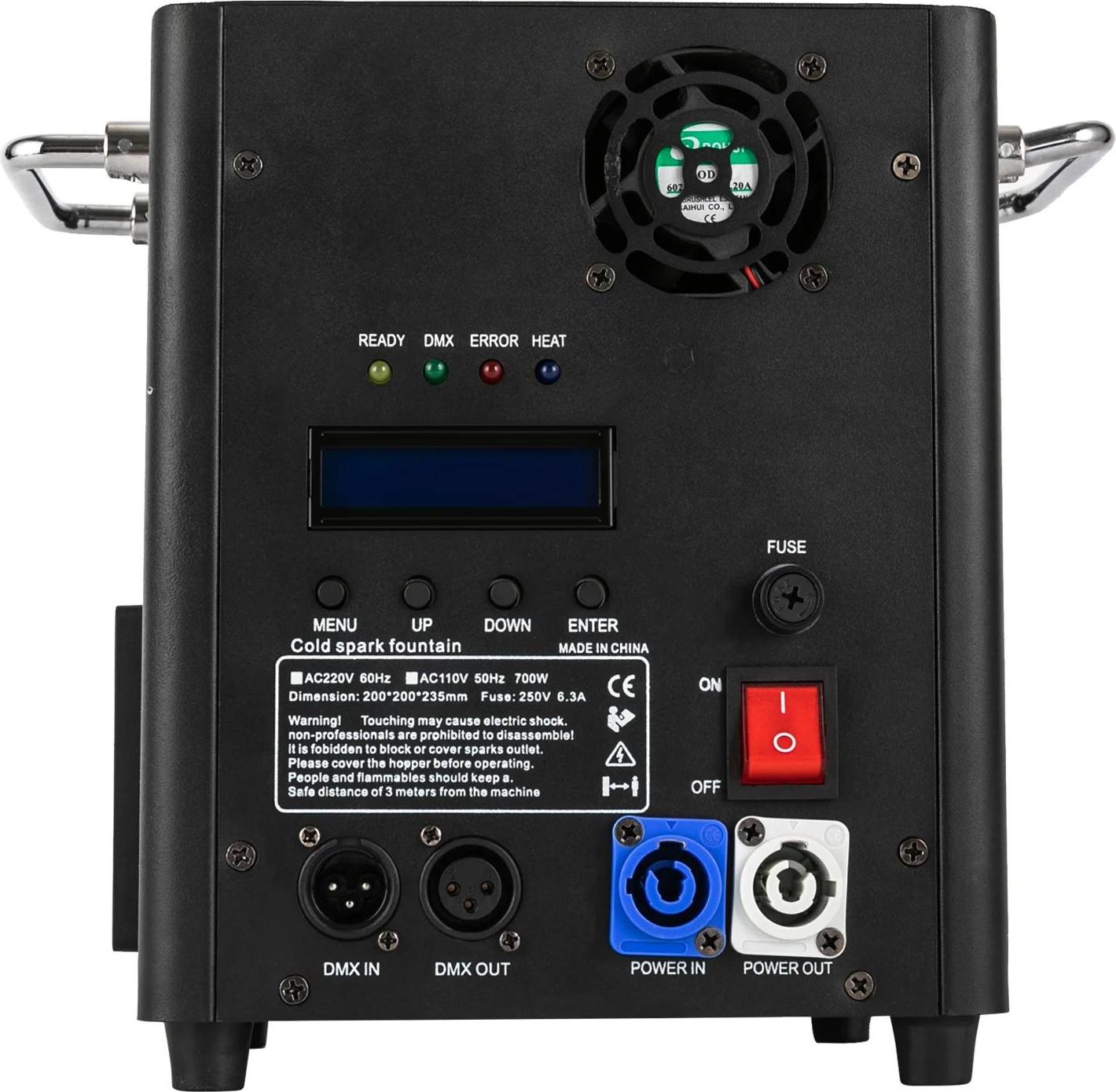 OEM Spezialeffektmaschine, einstellbare Funkenhöhe, Sicherheitsmerkmale, schwarz, EU-Stecker 845