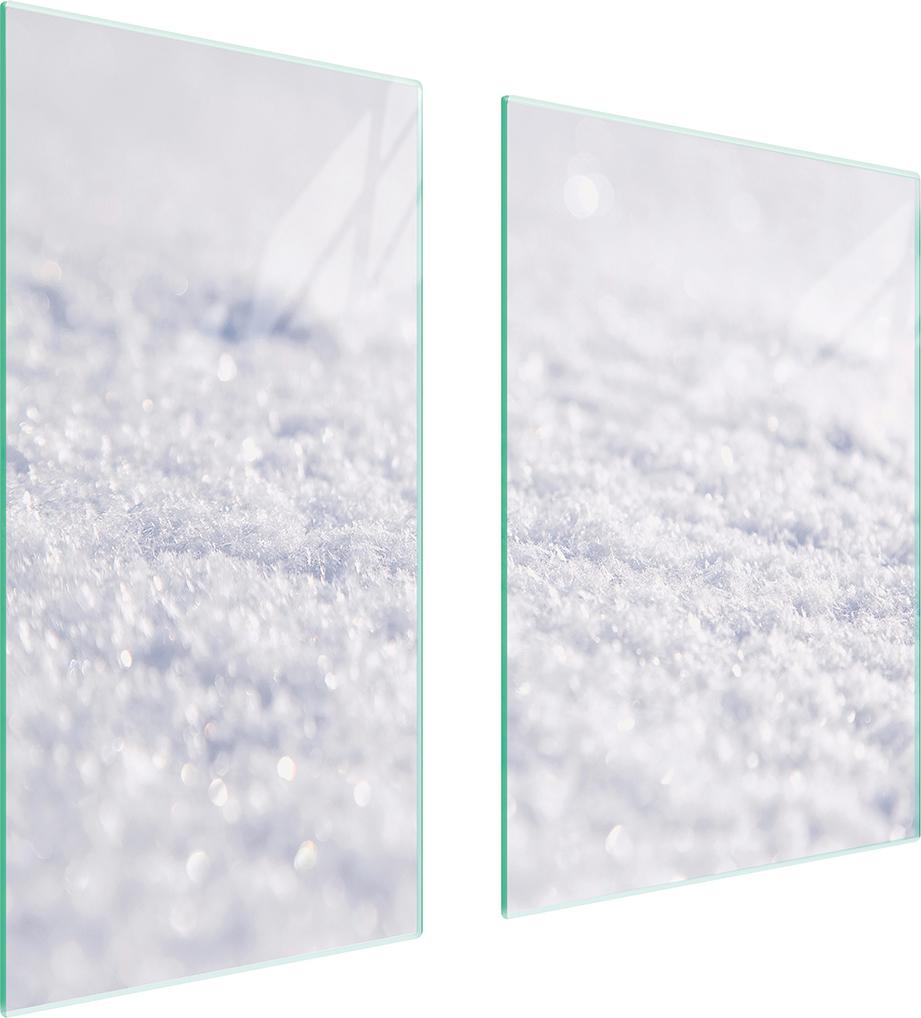 TMK ArtDeko Herdabdeckplatten 2 teilig 75x52 Ceranfeld Abdeckung Glas Schneidebrett Stoff Weiß