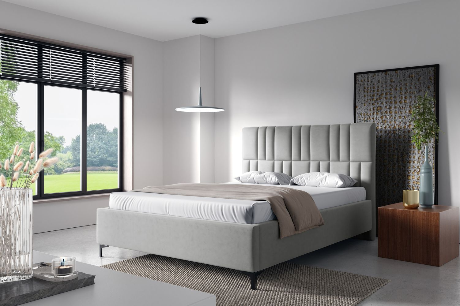 Čalúnená posteľ 140x200 ODETA 5 - svetlo šedá