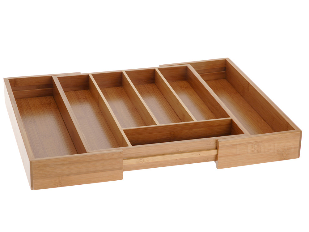 Besteckkasten Einsatz Bambus Holz Aufbewahrung für Schubladeneinsatz ausziehbar