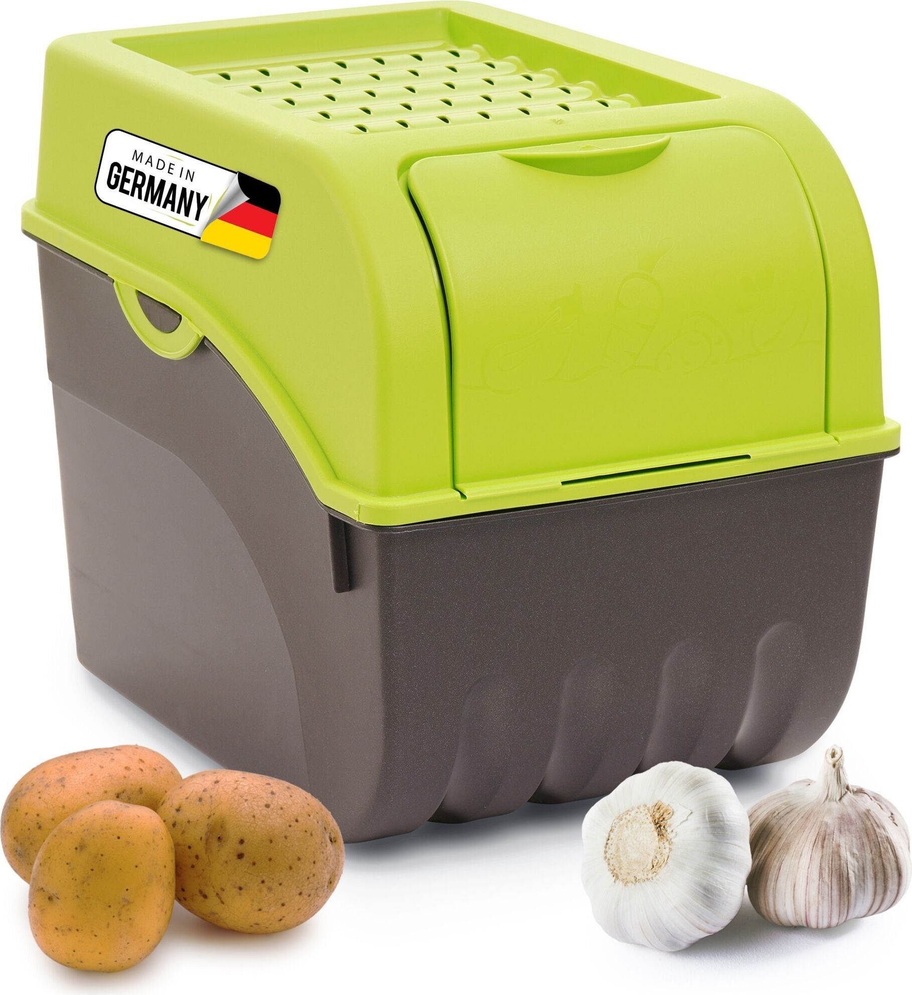 Novaliv 1x Groß 9l Kartoffelhorde grün Kartoffelbehälter Kartoffelbeutel Kartoffeleimer Kartoffeldose