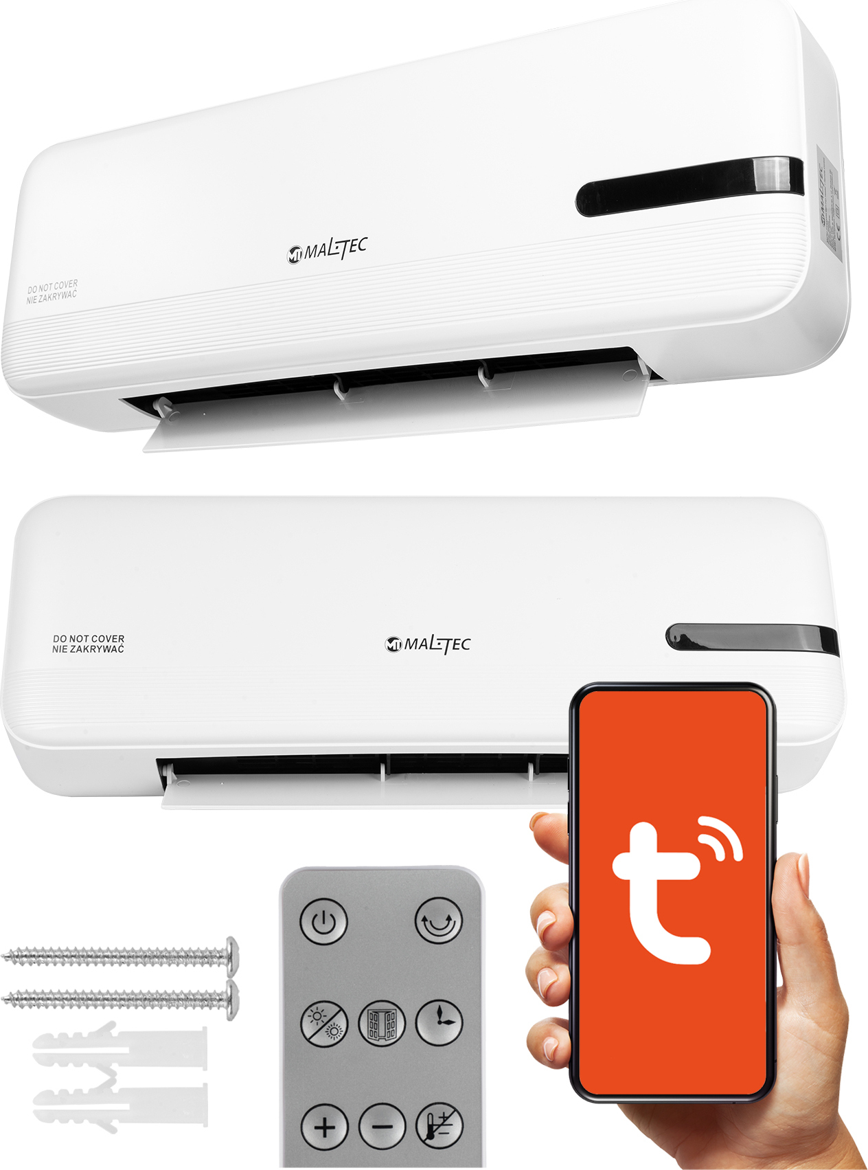 MalTec vzduchová clona PT4000Wt ohrievač s ventilátorom 2000W keramický WiFi diaľkové ovládanie časovač oscilácia detekcia okna tichá montáž na stenu termostat kancelária domácnosť