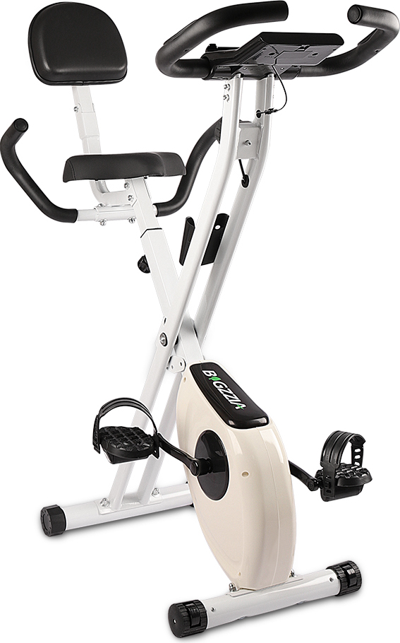 Bigzzia bicykel na cvičenie, skladací bicykel na cvičenie, bicykel na cvičenie, bicykel na ergometri, bicykel na cvičenie s opierkou chrbta, magnetický skladací bicykel na cvičenie s 8 úrovňami odporu, do 100 kg, biely