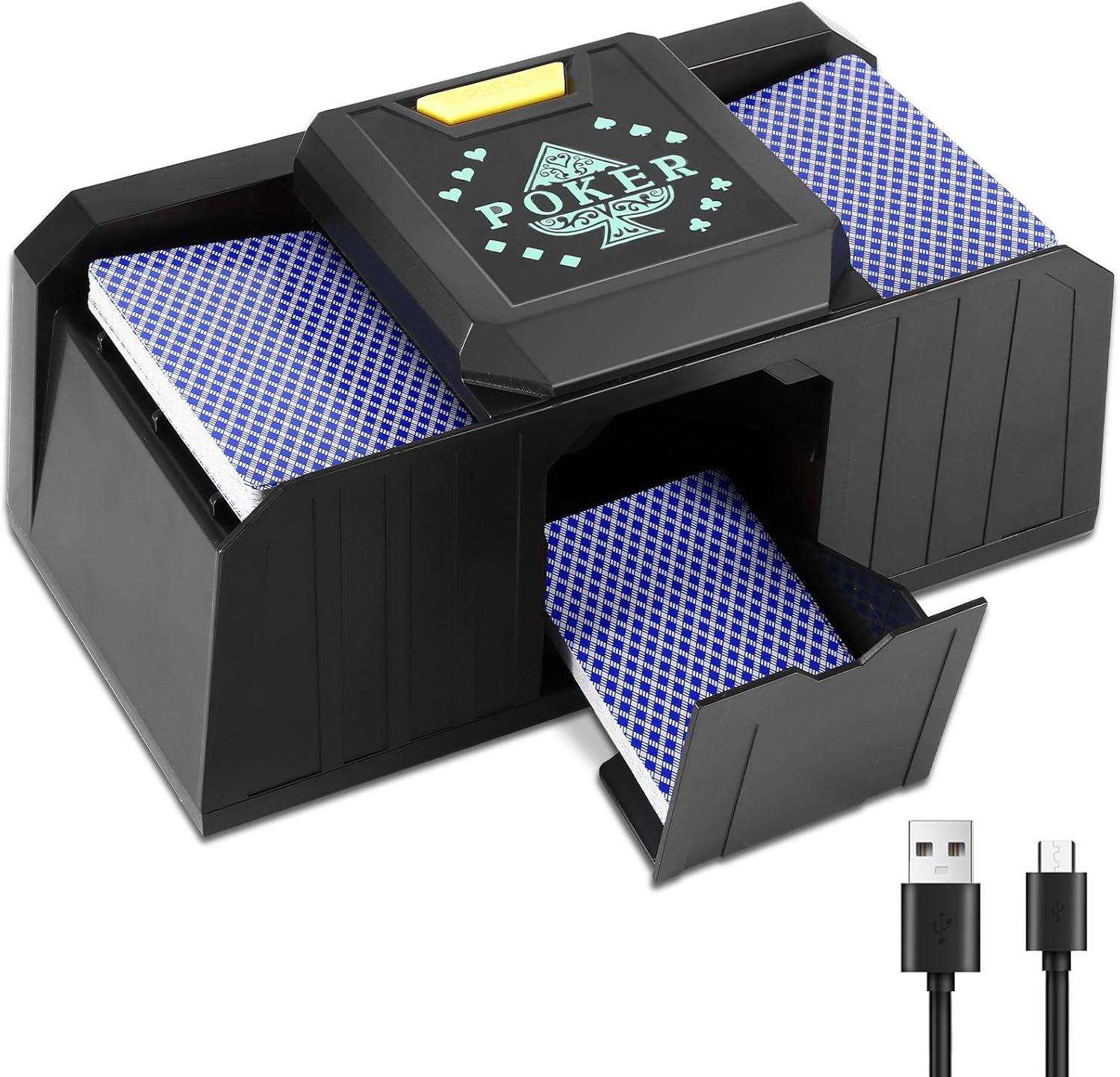 bedee Kartenmischmaschine, Elektrische Kartenmischmaschine 2 Deck, geräuscharm, batteriebetrieben, automatischer Kartenmischer