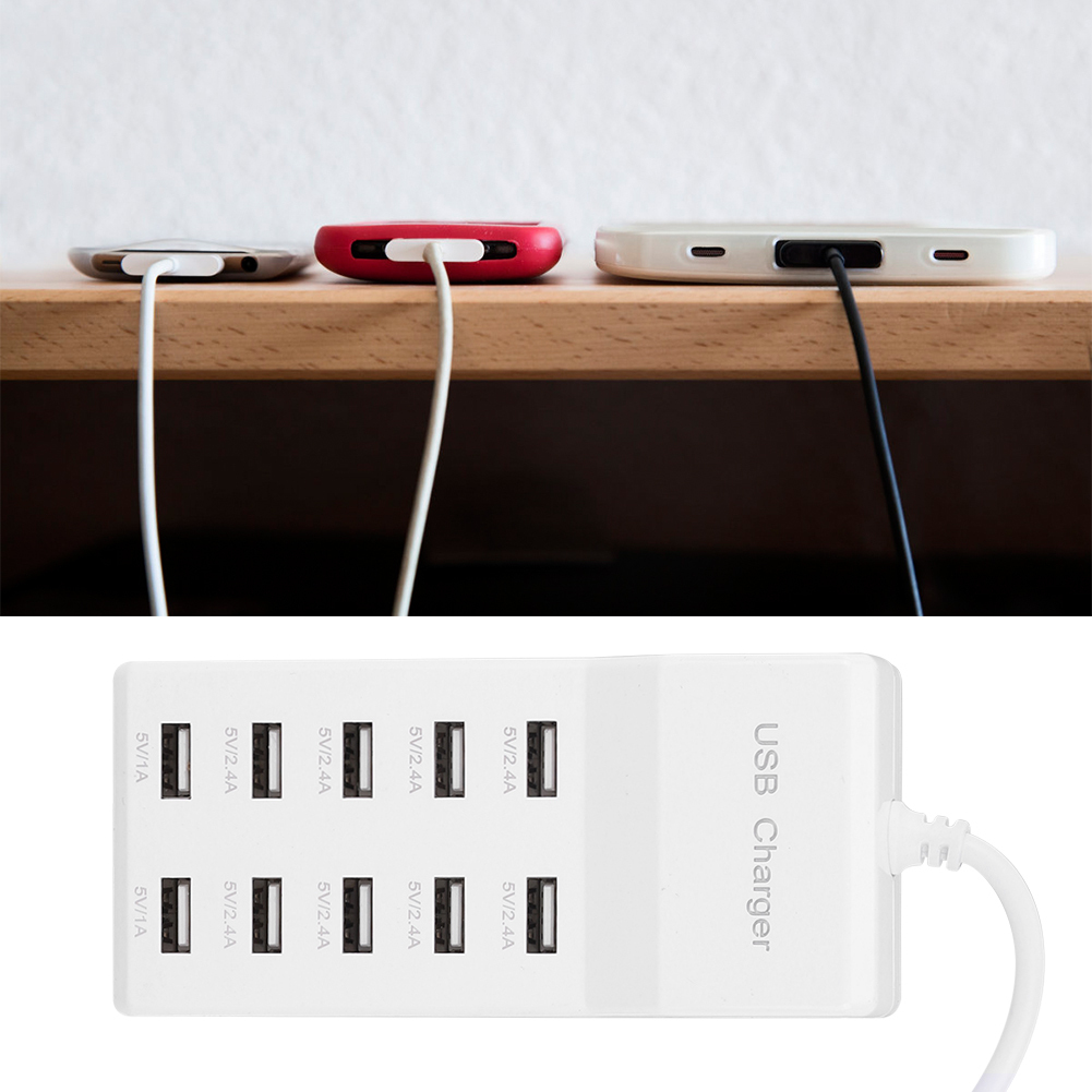 5V 10 portová inteligentná rýchlonabíjačka USB pre mobilný telefón (zástrčka EÚ)