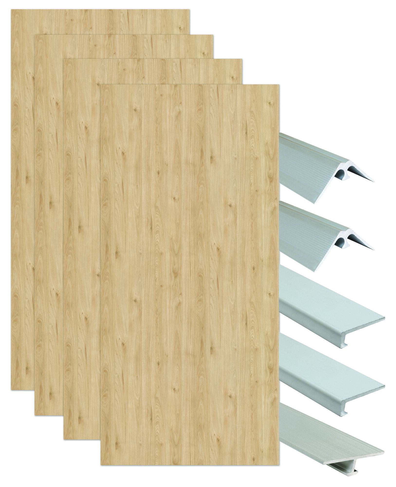 AYOR BATHROOM ONDEE ZEN-Montageset für 4 Wandpaneele in einer Nische – Holz 200 cm – verchromte Profile KUML20CBOITRE