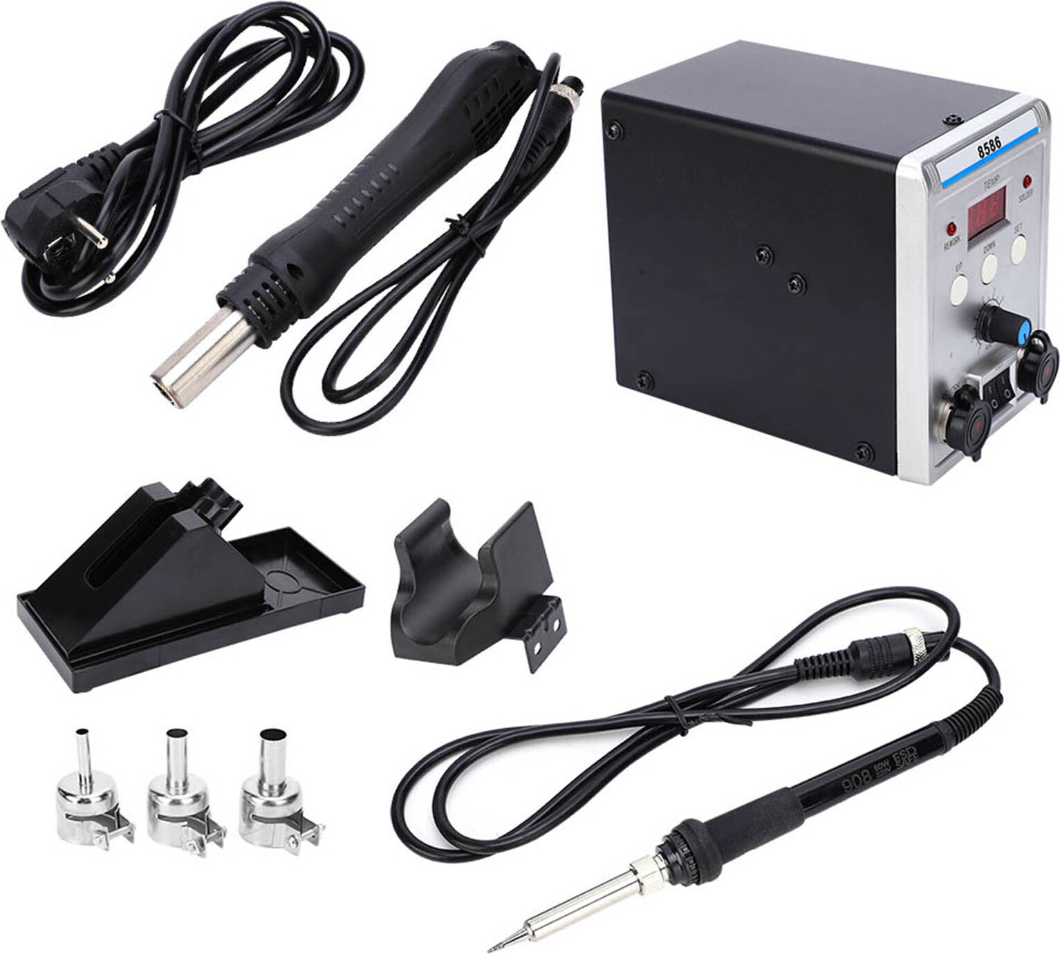 Cocosity Rework Lötstation Heißluftpistole Digitalanzeige Einstellbare Temperatur 8586