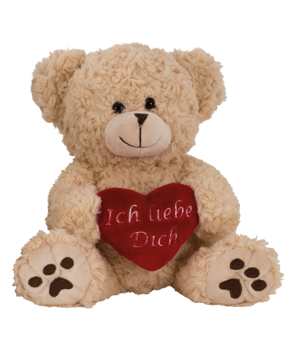 Love Valentinstag Bär Plüsch beige Teddybär mit rotem Herz Ich Liebe Dich 