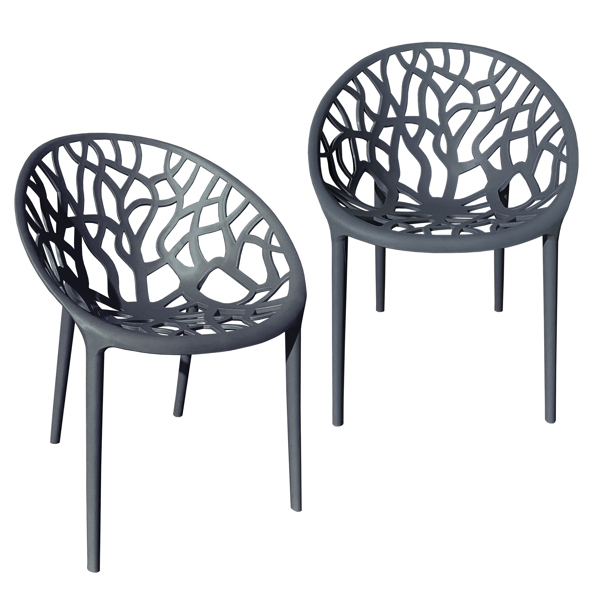 Bistrostuhl Stuhl Farbe:Dunkelgrau, Kunststoff Stapelstuhl Menge:2 Stapelbar, Gartenstuhl Küchenstuhl