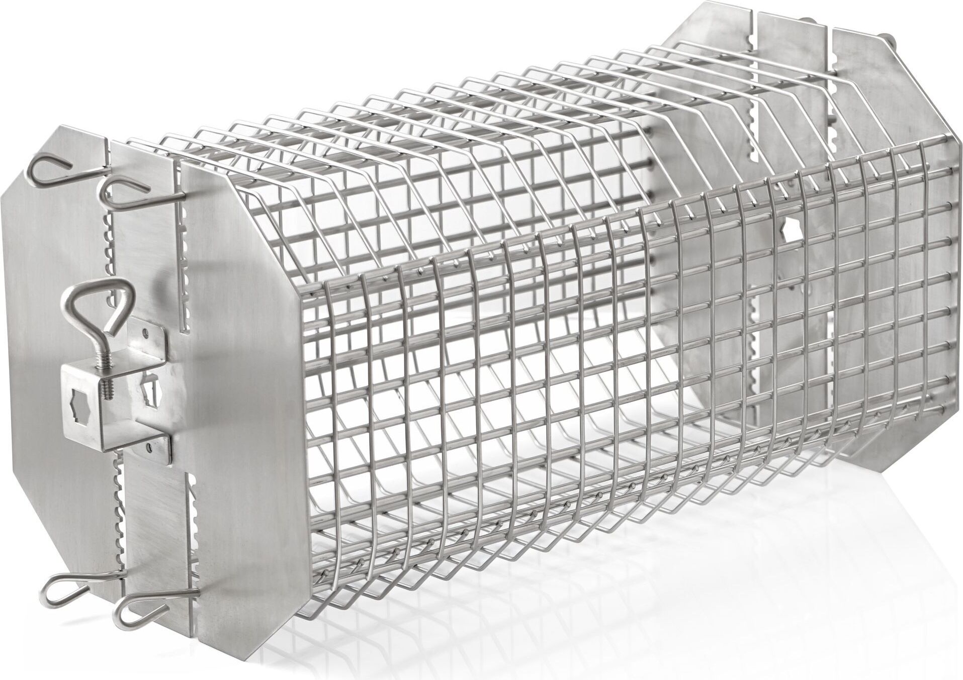 Cestello Portatile Per Barbecue In Acciaio Inox Con Manico In Legno Estraibile