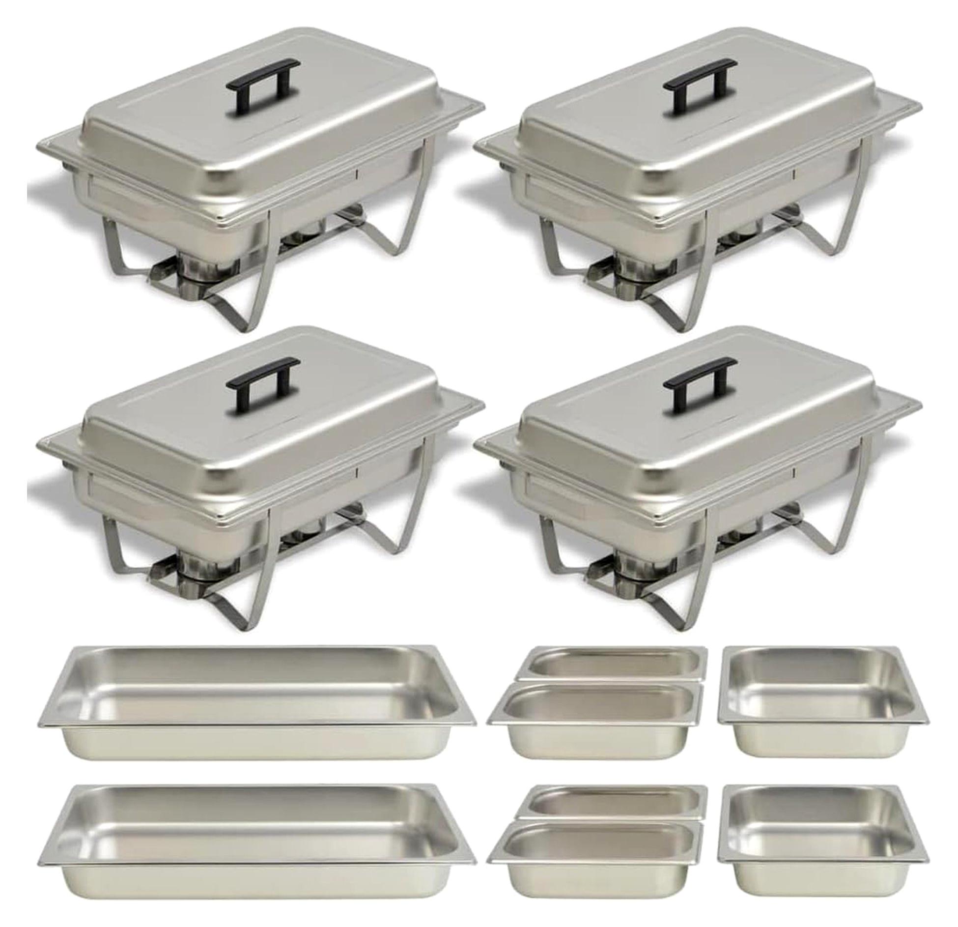 Markenlos 4er Set Chafing Dishes aus Edelstahl zur Warmhaltung von Speisen