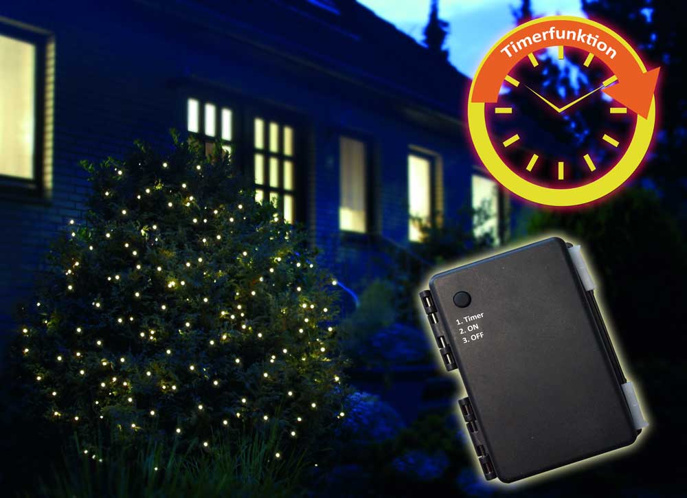 3x3 m Lichternetz Flash 200 LED warmweiß für außen Weihnachten 
