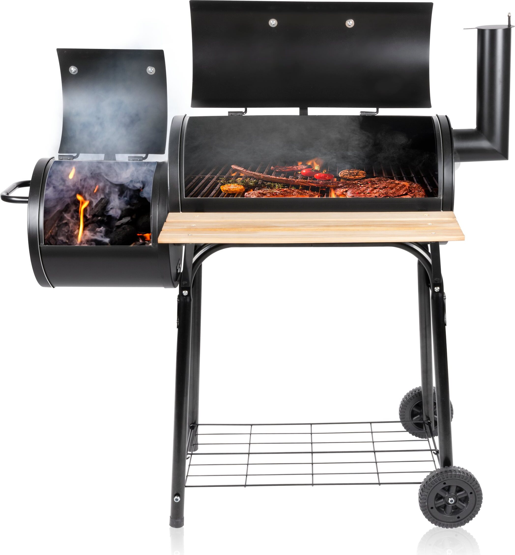 BBQ Collection BBQ Collection Smoker Gril - BBQ Smoker - so samostatnou udiareň - nastaviteľný komín - 104 x 58 x 114 cm