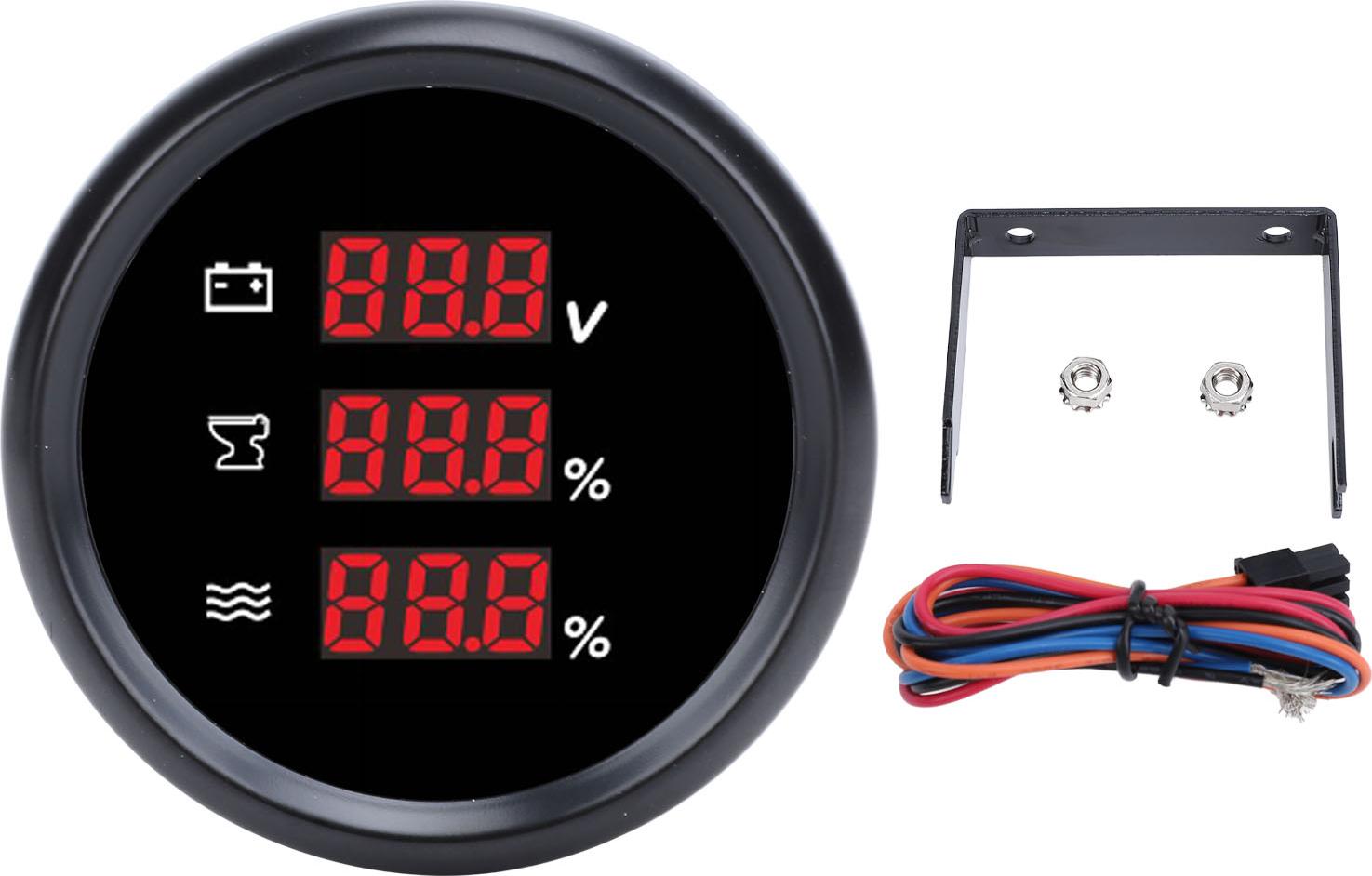 52 mm digitálne napätie hladina vody vodotesné červené podsvietenie bezpečné pripojenie voltmeter pre loď jachty RV 9 až 32 VDC čierny číselník