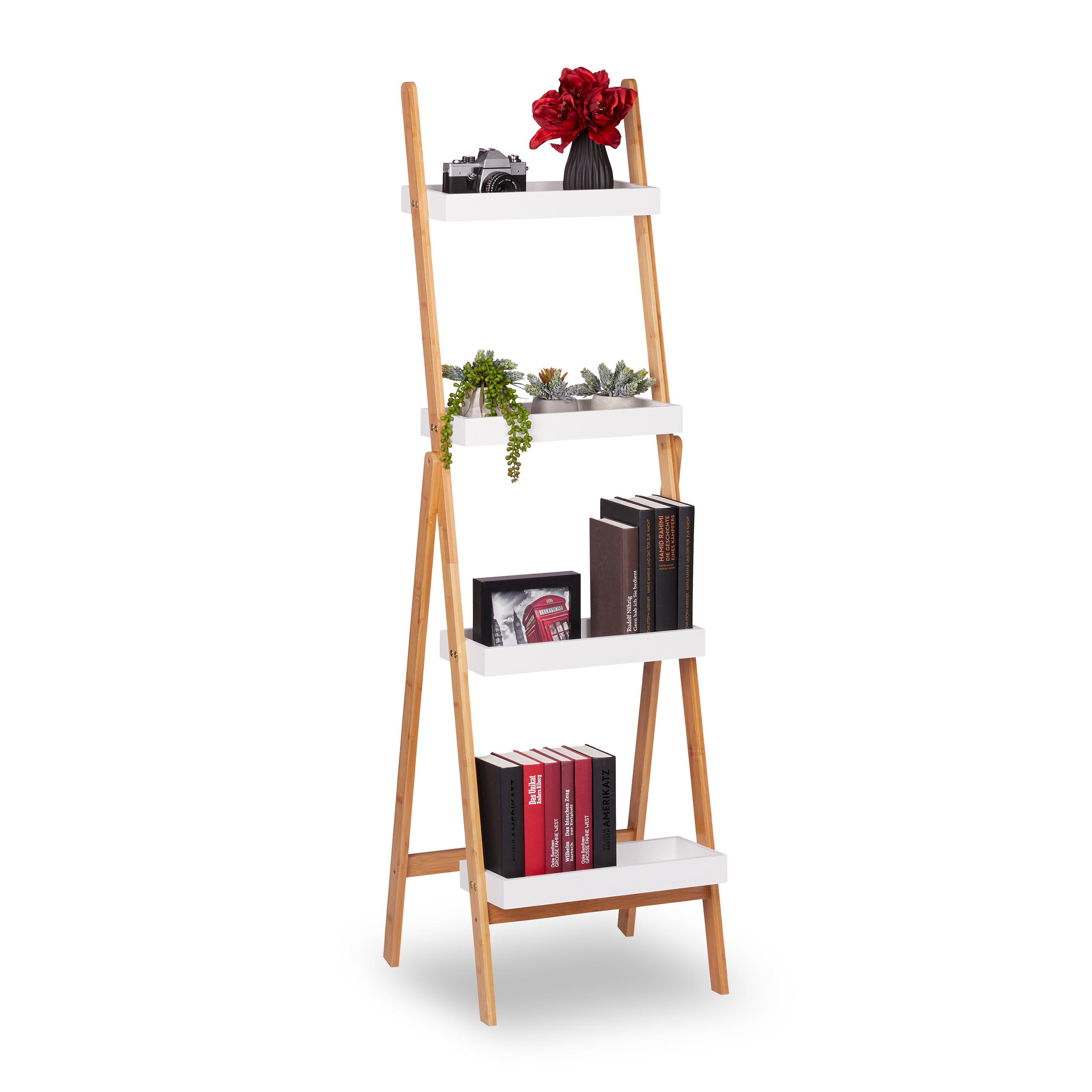 Regal Leiterregal Leiter Bücherregal Holzregal aus Holz klappbar 150 cm 