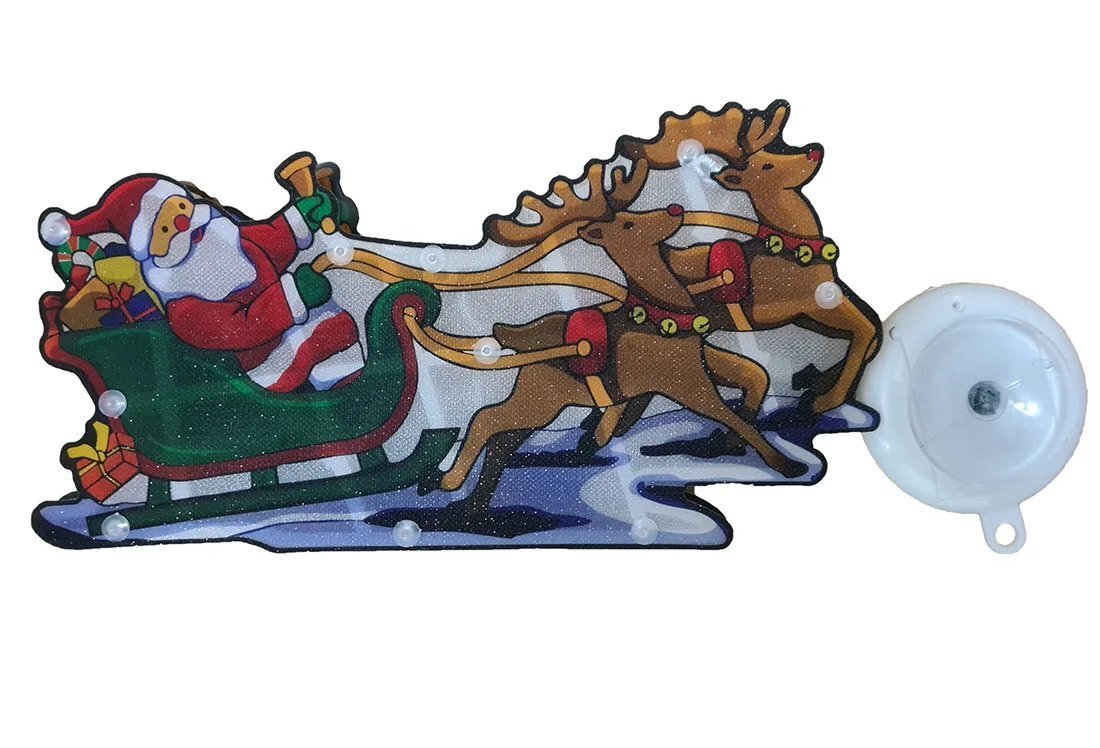 bez marki Weihnachtsmann-Weihnachtsdekor, LED-Fensterfolienlichter, warmweiß, Rentier XT2257