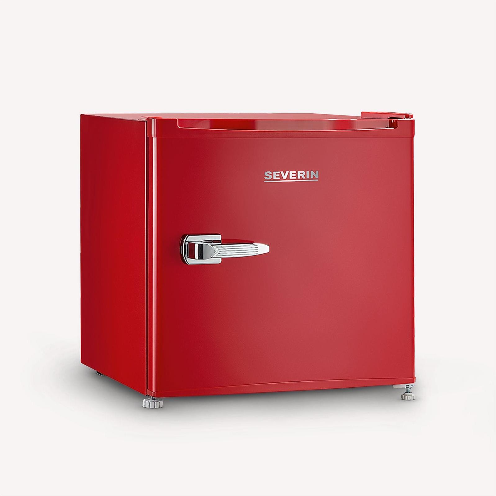 SEVERIN Retro Mini chladnička s mrazničkou GB 8881, červená, malá mraznička, mini chladnička s flexibilnou reguláciou teploty, stolová chladnička