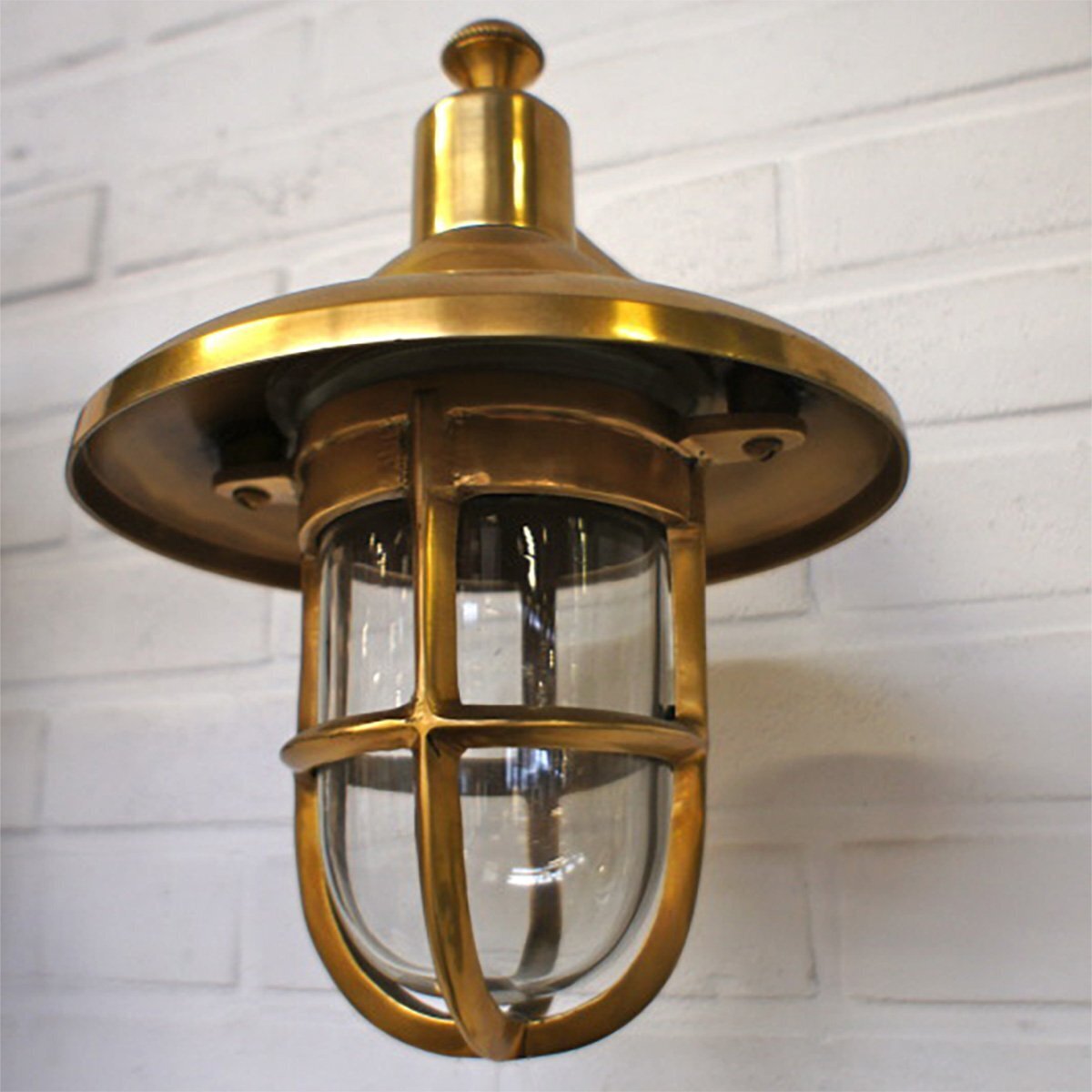 Antikas Aussenleuchte Haustür, Schiffslampe aus solidem Messing - H.26cm