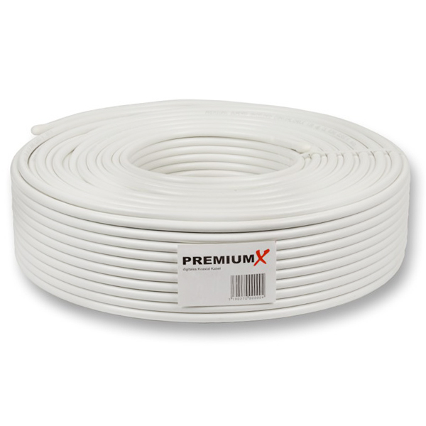 PremiumX 10m Basic PRO Quattro Quad Koaxial SAT Kabel 90dB 2-Fach geschirmt Antennenkabel 4in1 Koaxialkabel Schwarz