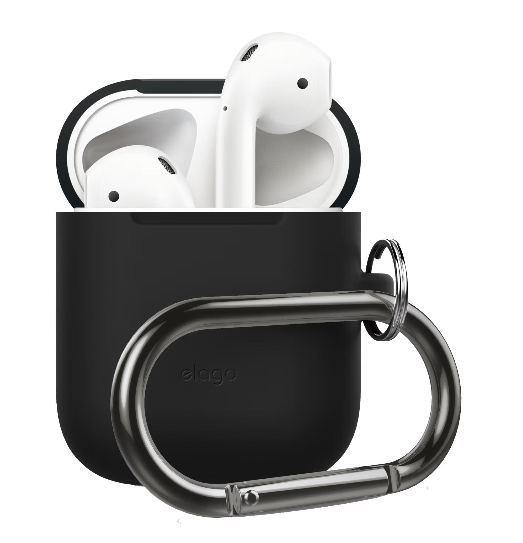 Elago Silikon-Hngehlle fr AirPods 2 & AirPods 1 Schwarz EAPSC-HANG-BK