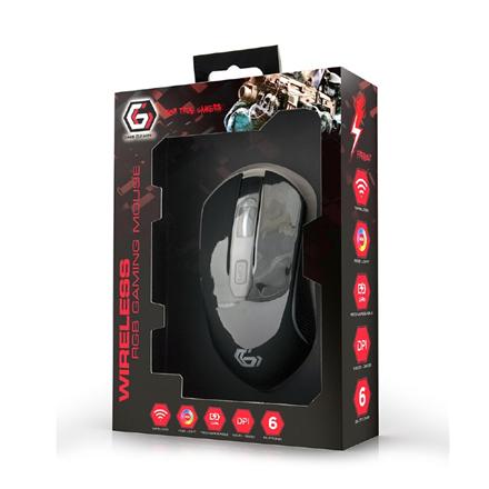 Gembird "Firebolt" - Maus - optisch - 6 Tasten - kabellos - 2.4 GHz - kabelloser Empfnger (USB) - Schwarz MUSGW-6BL-01