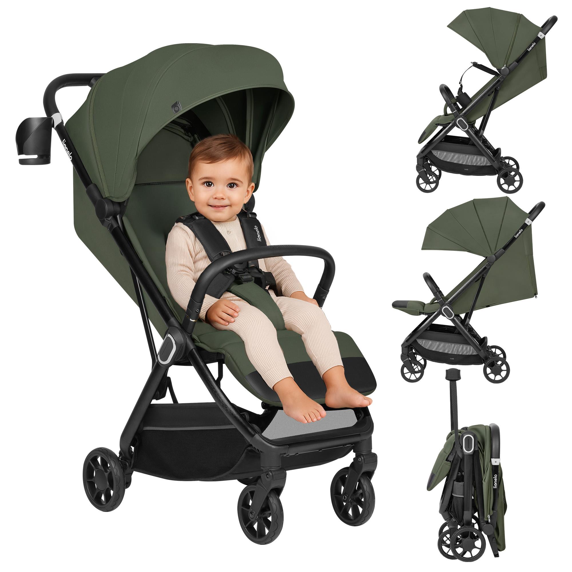 Lionelo Buggy BESS Kinderwagen ab 6 Monaten bis 22 kg, klappbar, 360° Räder, leicht 7,5 kg - Grün