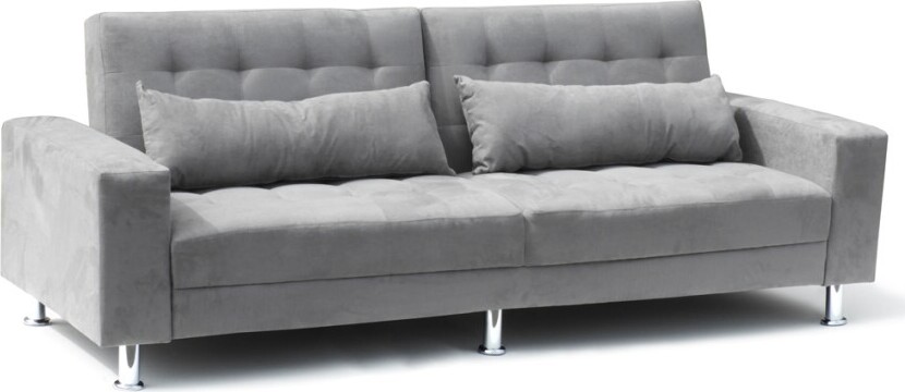 Modus Sofà 2 3-sitzige Schlafsofas mit verstellbarer Rückenlehne und Doppelkissen Quarzo Fertigbett - Grau
